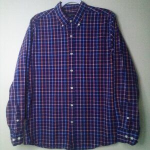 Saddlebred Shirt Men M Long Sleeve Plaid Blue Orange